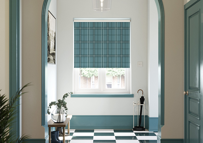 Montrose (Blackout), Tartan Teal - Motorised Roller Blind - Image 3
